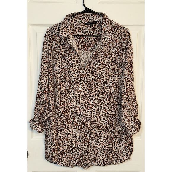 Velvet Heart Blouse Women’s Plus Size 2X Button Up Shirt Top Roll Tab Sleeves - Picture 1 of 6